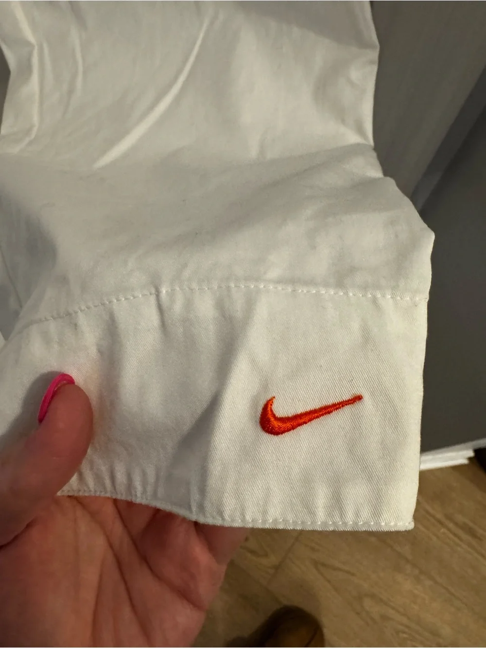 White Nike Capri Pants with Orange Trim